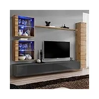 paris prix - meuble tv mural design switch xviii 280cm gris & naturel