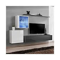 paris prix - meuble tv mural design switch xv 260cm gris & blanc