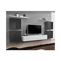 paris prix - meuble tv mural design switch iv 320cm gris & blanc