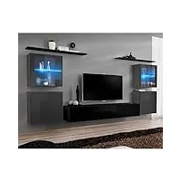 paris prix - meuble tv mural design switch xiv 320cm gris & noir