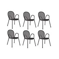 emu ronda art. 116 lot de 6 chaises avec accoudoirs gris antique pour usage extérieur fabriquées en italie