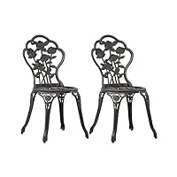 vidaxl 2x chaises de bistro chaises de jardin chaises de terrasse chaises de patio chaises d'extérieur bar restaurant bronze aluminium coulé