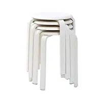 ibuyke chaise de salle à manger, tabouret de bar empilable en bois massif, assise lisse, tabouret pour salon, cuisine, bistro, blanc rf-717-4