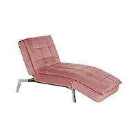 chaise longue méridienne en velours rose avec dossier 5 positions de réglage et option couchage pour salon au style rétro glamour beliani