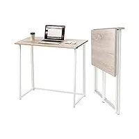dripex table de bureau pliante bureau informatique pliable petit table d'ordinateur pour bureau domicile 80 x 45 x 74 cm - couleur chêne