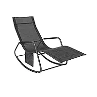 sobuy ogs47-ms fauteuil à bascule transat de relaxation chaise longue bain de soleil rocking chair – avec pochette latérale et repose-pieds – charge max 150kg