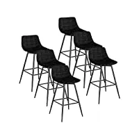 woltu 6 x tabouret de bar style bistro chaise haute pour bar assise rembourrée en velours doux avec cadre en métal,noir bh143sz-6
