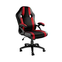 tectake chaise de bureau fauteuil siège racing sport tissu - diverses couleurs au choix - (noir-rouge | no. 403490)