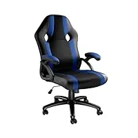 tectake chaise de bureau fauteuil siège racing sport tissu - diverses couleurs au choix - (noir-bleu | no. 403491)