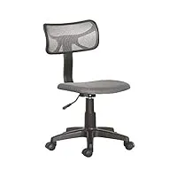 bakaji chaise pivotante 5 roues chambre bureau dossier ergonomique, toile, gris, medium