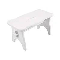creative deco blanc marche repose pied bois | 38 x 19 x 21 cm | bureau, chaise, plante, petit tabouret bas | banc en bois | non monté