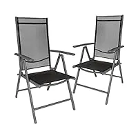 tectake ensemble de 2 chaises de jardin en aluminium, pliable, anthracite
