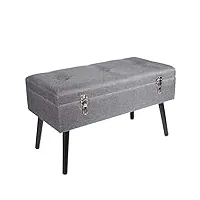 the home deco factory hd6595 banc coffre valise, polyester, gris, 78 x 40 x 46