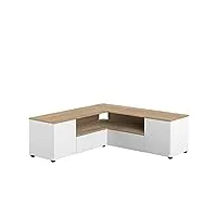 symbiosis angle meuble tv blanc et chêne naturel 130x130.05x45 cm