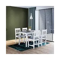 elegant ensemble table et chaises de cuisine 108 mm en bois de pin gris pour salle à manger et salon