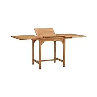 vidaxl teck solide table extensible de jardin table de salle à manger table à dîner table de terrasse table de patio table d'extérieur (110-160) x80x75 cm
