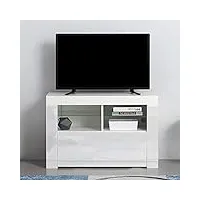 meuble tv en mdf avec 5 compartiments de stockage sur salle de séjour, salon et chambre à coucher etc, taile: 100 x 35 x 65 cm, poids: 26 kg (blanc)