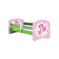 acma lit enfant bébé tiroir matelas sommier gratuite vert meubles pour enfants ii (07 fée rose, 140 x 70 cm)