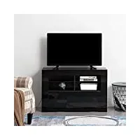meuble tv en mdf avec 5 compartiments de stockage sur salle de séjour, salon et chambre à coucher etc, taile: 100 x 35 x 65 cm, poids: 26 kg (noir)