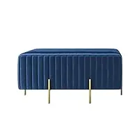 zaipp velvet tabouret, moderne rembourrée pouf coffre reste de pouf siège supplémentaire avec pattes d'or salon chambre décor-bleu royal 90x45x42cm(35x18x17inch)
