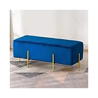 zaipp pouf coffre banc velvet tabouret rembourrée tabouret de café pouf repose-pied avec gold legs pour salon chambre-bleu royal 100x42x42cm(39x17x17inch)