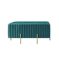 zaipp velvet tabouret,luxe moderne rembourrée pouf coffre reste de pouf siège supplémentaire avec pattes d'or salon chambre décor-paon bleu 90x45x42cm(35x18x17inch)