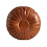 zaipp rond pouf coffre pouf,marocain tabouret véritable peau de vache cuir grande poffes (poffes) tabouret de café coussin handmade bohême salon décor-brun 70x26cm(28x10inch)