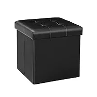 bonlife noir boîte de rangement pouf cube dé pliable petit meuble de rangement vetement coffre a jouet charge max de 150kg 32 x 32 x 32cm