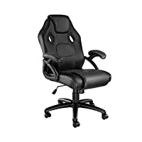 tectake® chaise gaming chaise de bureau fauteuil de bureau fauteuil pivotant design 360°, siege ergonomique, fauteuil avec accoudoirs, rembourrage épais, roulette, hauteur réglable, teletravail