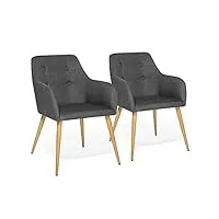 idmarket - lot de 2 chaises de salle à manger scandinaves, fauteuils de table dania gris anthracite
