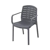 duramax fauteuil en plastique cèdre pour jardin intérieur et extérieur, terrasse, maison, pique-nique, fête,résistant aux uv et empilable, chaise grise