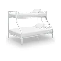 vidaxl cadre de lit superposé sommier à lattes cadre de lit pour enfant chambre à coucher maison intérieur blanc métal 140x200 cm/90x200 cm