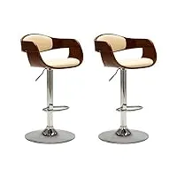 vidaxl chaises de bar lot de 2 crème bois courbé et similicuir