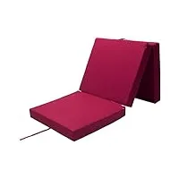 matelas pliant de voyage confort matelas d'appoint pliable lit futon pouf pliant avec housse 190x70x10 cm rouge