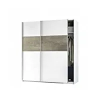 loungitude - emma - armoire penderies - 2 portes coulissantes - blanc/chêne - l180 x p60 x h200cm