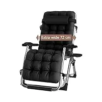 fauteuil relax pliante, chaise longue de jardin avec appuie-tête, dossier réglable léger pliable charge maximale 200 kg pour jardin, balcon, plage terrasse (noir)