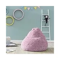 lumaland fluffy - pouf pour chambre d'enfant - 60 x 45 cm - housse lavable en peluche tissée - coussin de sol moelleux et doux - convient pour filles et garçons - volume 120 l - rose