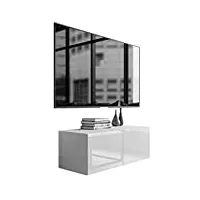 lukmebel meuble tv blanc 100 cm longueur - banc tv led - meuble tele blanc