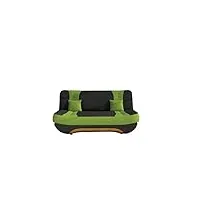 e-meubles canapé en lit convertible avec coffre 3 places de rangement relax - clic clac, banquette - en tissu feba (noir + vert(alova 04+alova42))