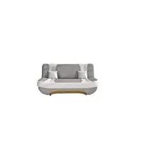 e-meubles canapé en lit convertible avec coffre 3 places de rangement relax - clic clac, banquette - en tissu et simili cuir feba (gris clair + blanc (sawana 21+ soft 17))
