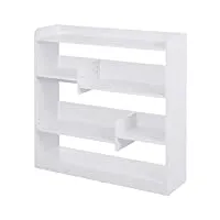 homcom bibliothèque étagère meuble de rangement dim. 90l x 24l x 91h cm 4 niveaux 3 panneaux arrières panneaux de particules blanc