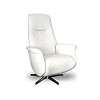 mnd my new design grapheus : fauteuil de relaxation manuel, repose pieds intégré, pivotant 360 ° - cuir blanc