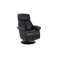 mnd my new design brephos : fauteuil de relaxation manuel avec le repose pieds intégré - cuir noir