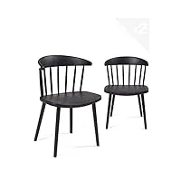 kayelles lot de 2 chaises de cuisine à barreaux en polypropylène dia (noir)