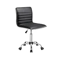 yaheetech chaise de bureau ergonomique tabouret bas sans accoudoir tabouret bureau à roulettes assise réglable charge 120 kg noir