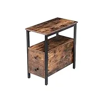hoobro table de chevet, table d’appoint, table de nuit, bout de canapé avec 2 tiroirs fine, pour petit espace, cadre stable et solide, assemblage facile, aspect bois, style industriel ebf548bz01g2