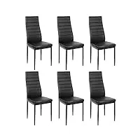 lot de 6 chaises de salle à manger style contemporain pour notre salle à manger, cuisine, salle de réunion, plastique (noir,6)