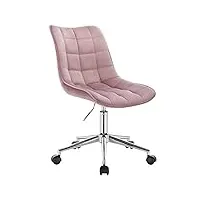 woltu bs76rs chaise de bureau tabouret roulettes réglable en hauteur, tabouret de bureau chaise pivotante en velours,rose