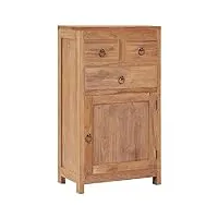vidaxl buffet armoire de rangement meuble de rangement avec 3 tiroirs et 1 porte salon maison intérieur 50x30x90 cm bois de teck massif