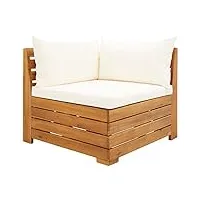 vidaxl canapé d'angle sectionnel 1 pc et coussins sofa d'angle de jardin patio terrasse extérieur 68x68x60 cm bois d'acacia massif